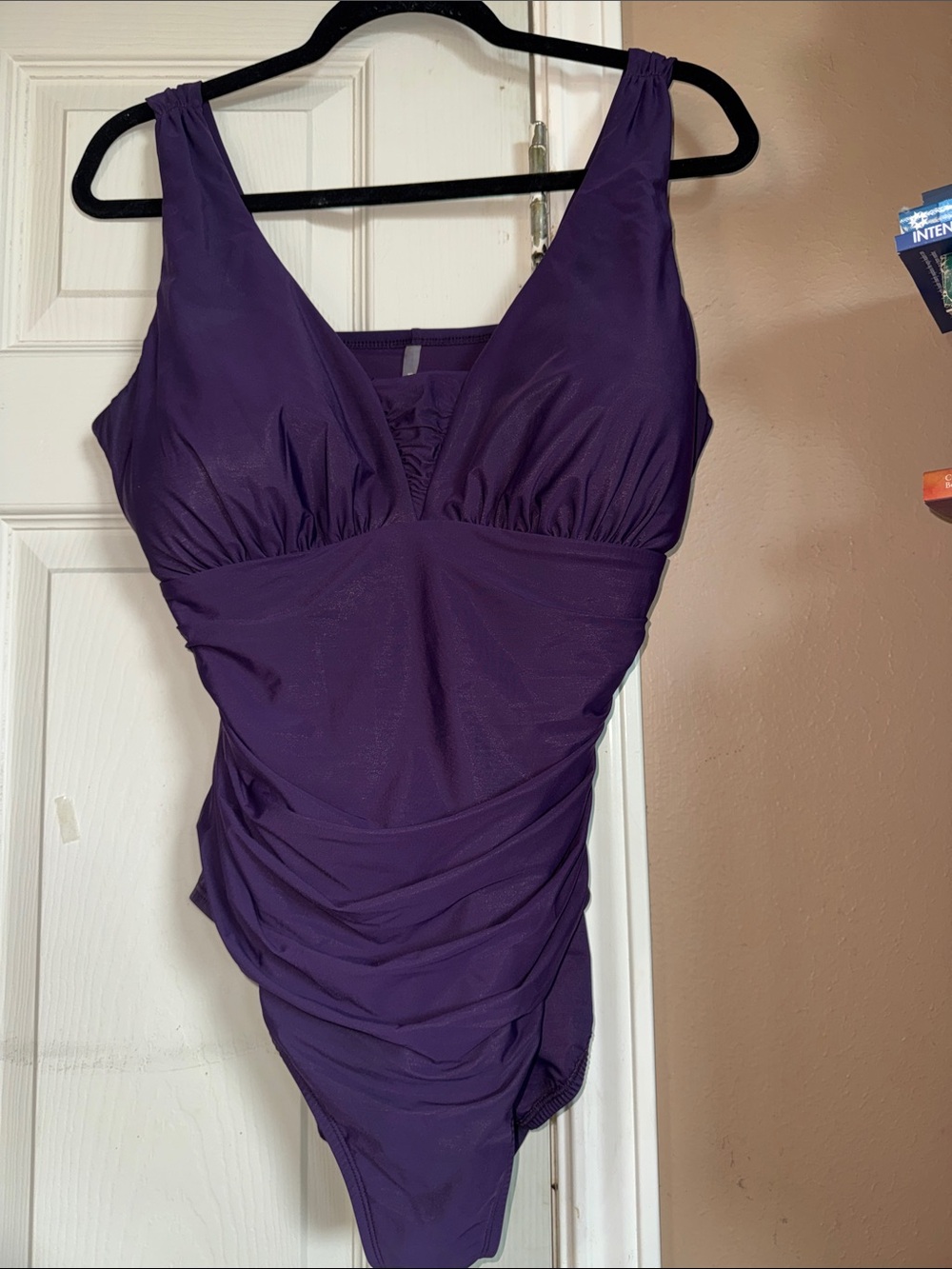 Lands' End Deep Purple V-Neck Ruched One-Piece Swimsuit - Picture 3 of 10